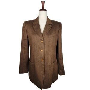 JONES NEW YORK 100% Linen Nipped Waist Longline Blazer - Size 8 Vintage